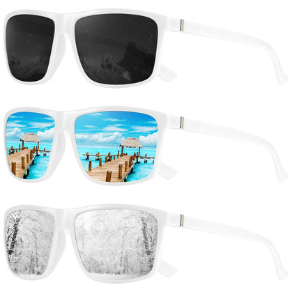 KALIYADI Polarized Sunglasses for Men and Women, Mens Sun Glasses with UV Protection for Driving Fishing Golf (3 Packs)