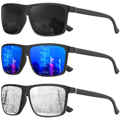 KALIYADI Polarized Sunglasses for Men and Women, Mens Sun Glasses with UV Protection for Driving Fishing Golf (3 Packs)