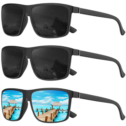 KALIYADI Polarized Sunglasses for Men and Women, Mens Sun Glasses with UV Protection for Driving Fishing Golf (3 Packs)