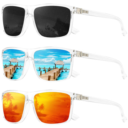 KALIYADI Polarized Sunglasses for Men and Women, Mens Sun Glasses with UV Protection for Driving Fishing Golf (3 Packs)