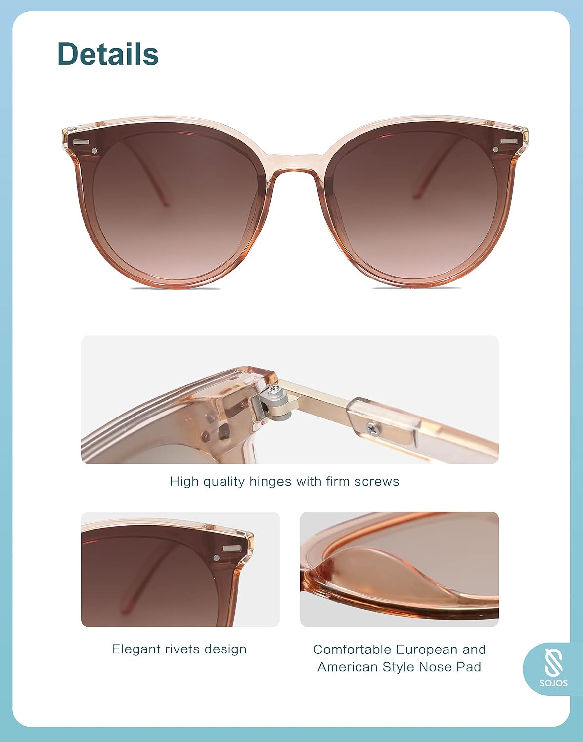SOJOS Sunglasses Womens Trendy 2026 Retro Vintage Round Shades SJ2067,Large