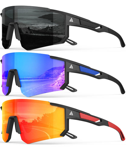 Polarized Sports Sunglasses for Men Women, UV400 Protection Mens Sunglasses Wrap Around Sun Glasses for Cycling Running