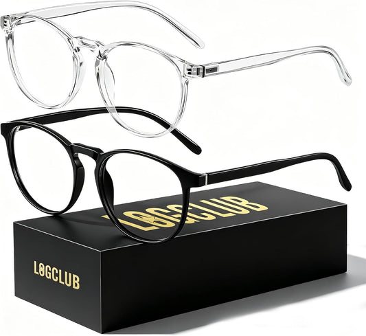 2 Pack Blue Light Glasses For Woman/Men Blue Retro Round Light Blocking Glasses