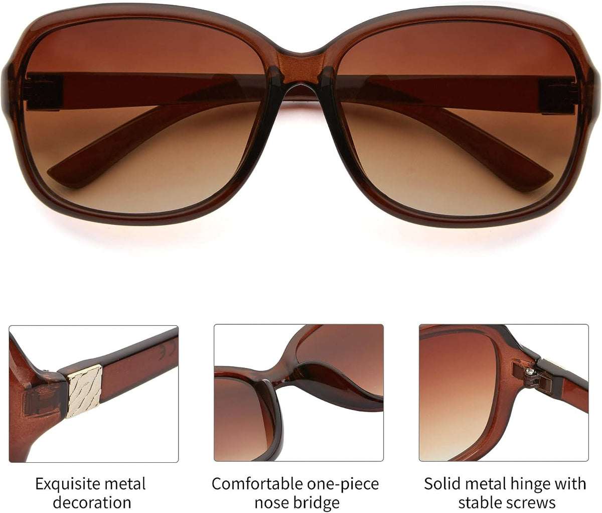 Madison Avenue 2 Pack Classic Vintage Sunglasses for Women, Fashion Sun Glasses with UV400 Protection
