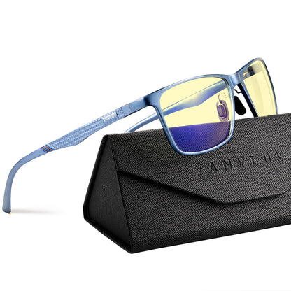 ANYLUV Blue Light Blocking Glasses Men, Al-Mg Metal Computer Gaming