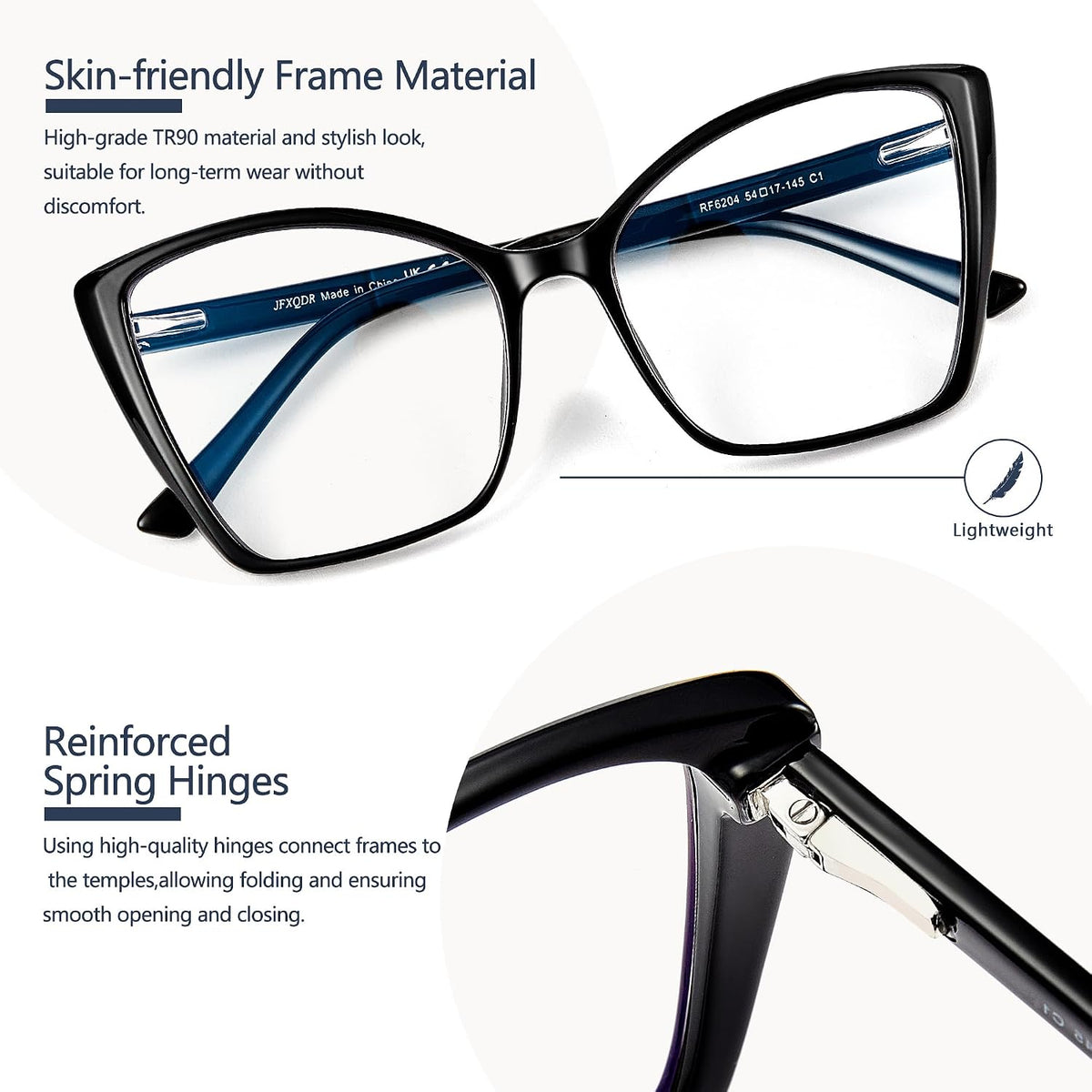 Oversized Cat Eye Blue Light Blocking Glasses for Women