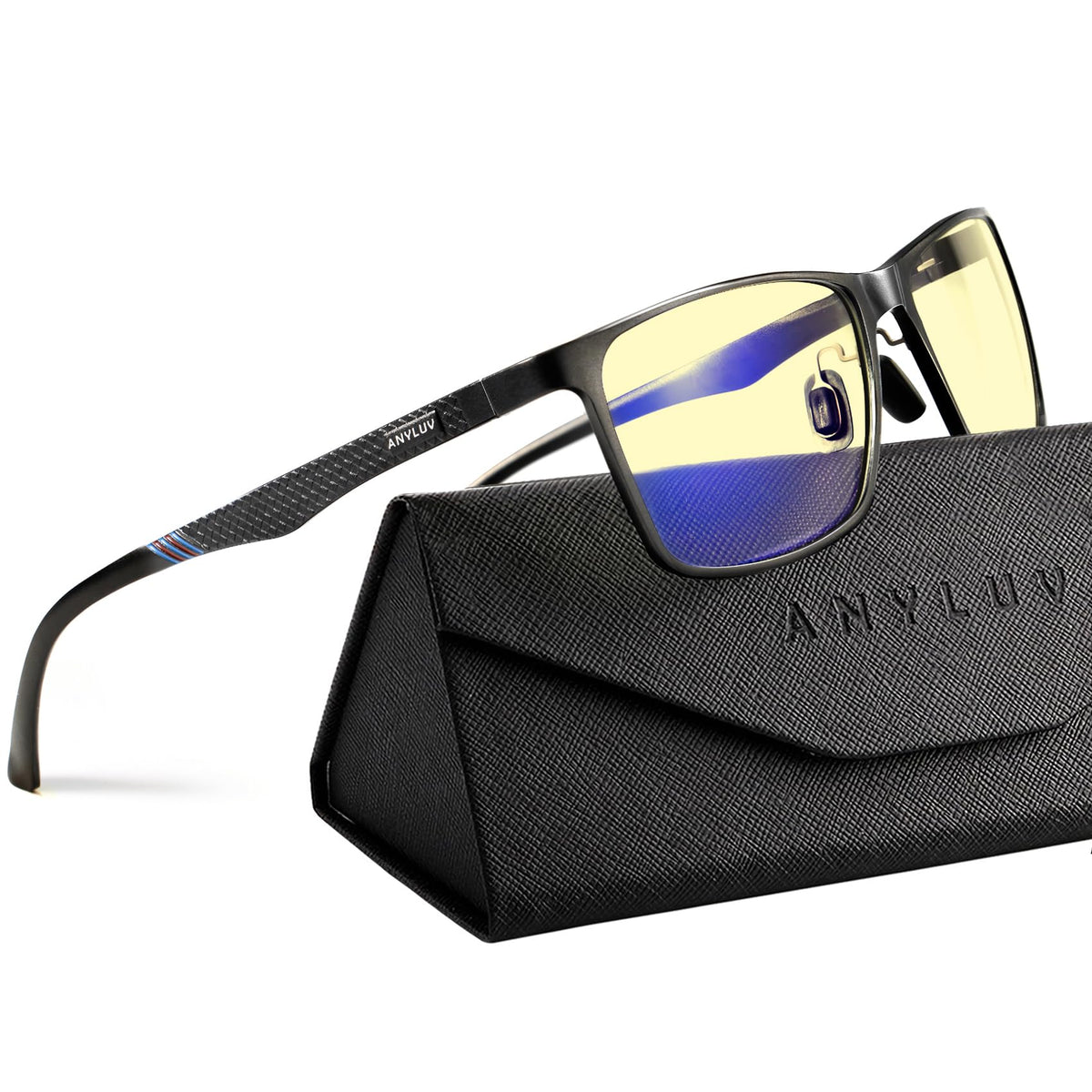 ANYLUV Blue Light Blocking Glasses Men, Al-Mg Metal Computer Gaming