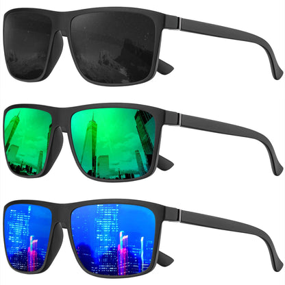 KALIYADI Polarized Sunglasses for Men and Women, Mens Sun Glasses with UV Protection for Driving Fishing Golf (3 Packs)