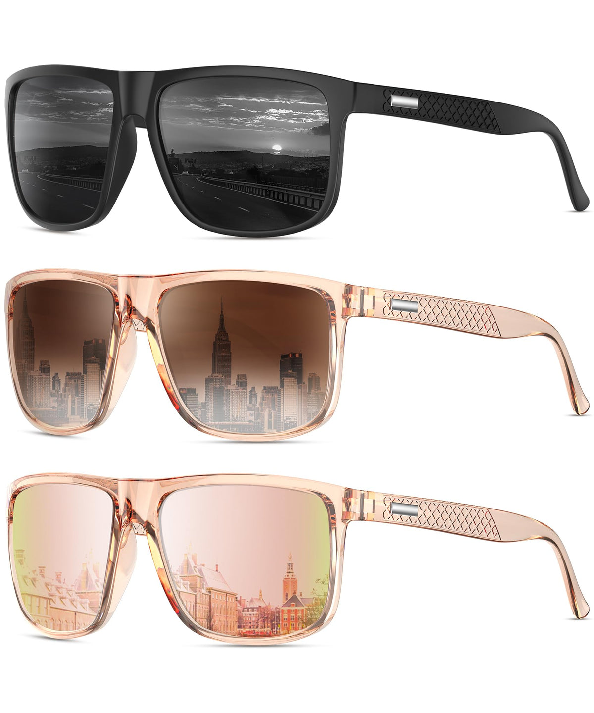 KALIYADI Polarized Sunglasses for Men, Lightweight Sun Glasses with UV Protection for Driving Fishing Golf