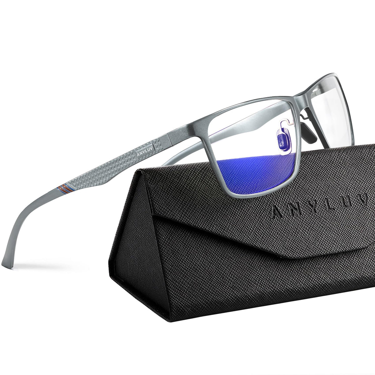 ANYLUV Blue Light Blocking Glasses Men, Al-Mg Metal Computer Gaming