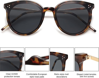 SOJOS Classic Trendy Round Sunglasses Womens Mens UV400 Vacation Sunnies SJ2068