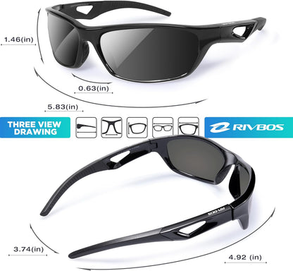RIVBOS Polarized Sports Sunglasses UV400 for Driving Cycling Fishing RB831