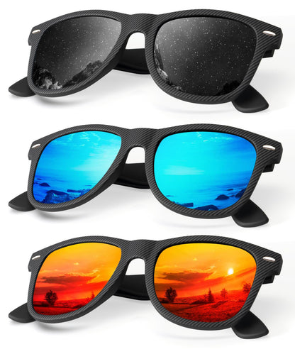 KALIYADI Polarized Sunglasses for Men and Women Matte Finish Sun glasses Color Mirror Lens UV Blocking (3 Pack)