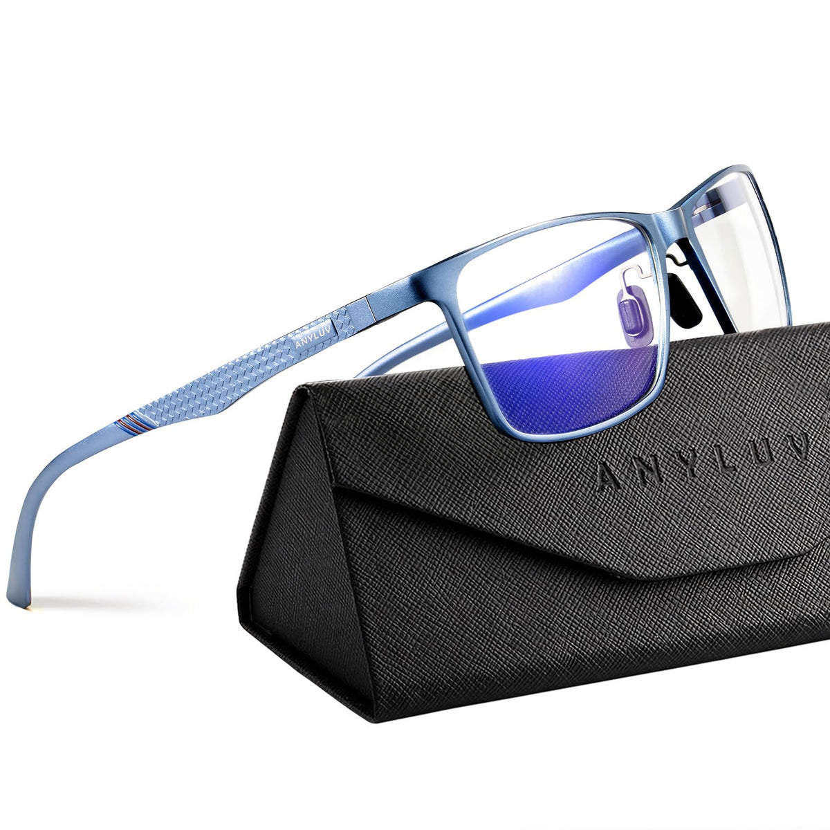 ANYLUV Blue Light Blocking Glasses Men, Al-Mg Metal Computer Gaming