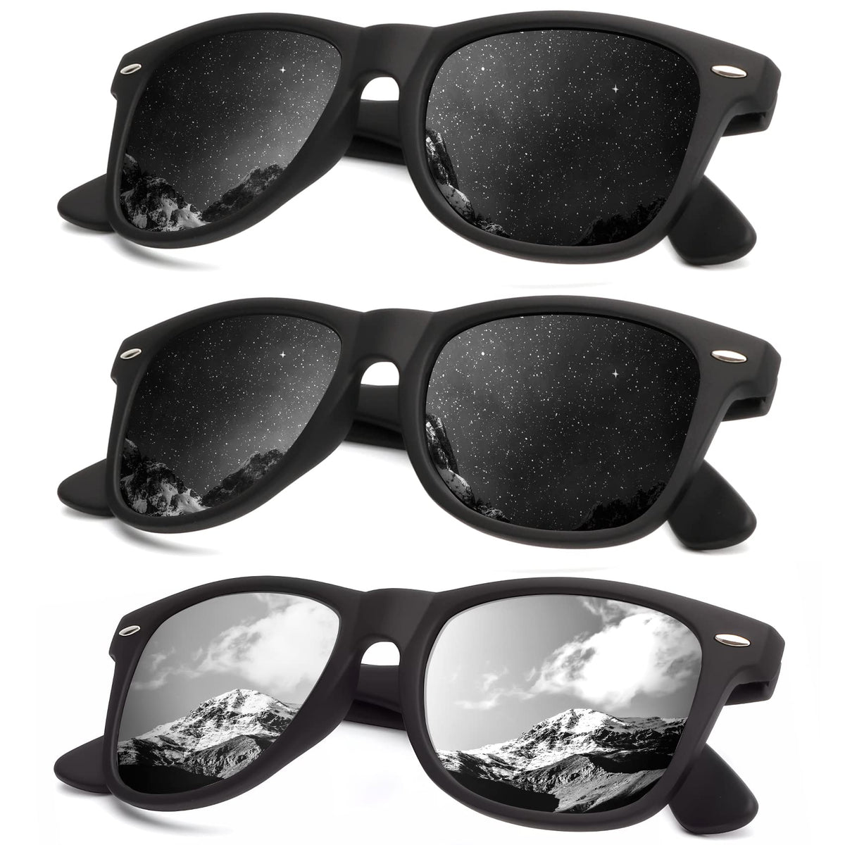 KALIYADI Polarized Sunglasses for Men and Women Matte Finish Sun glasses Color Mirror Lens UV Blocking (3 Pack)