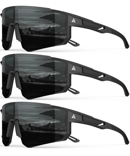 Polarized Sports Sunglasses for Men Women, UV400 Protection Mens Sunglasses Wrap Around Sun Glasses for Cycling Running