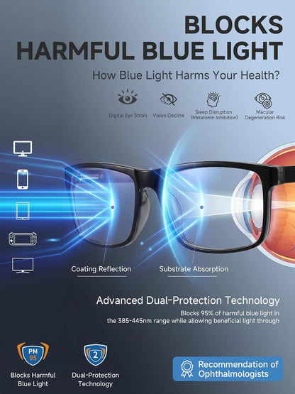 Blue Light Blocking Glasses for Men Women, Computer Glasses Black