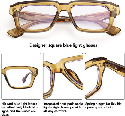 Dollger Classic Thick Square Glasses for Men Women Retro Fashion Clear Lens Glasses Non Prescription Eyeglasses