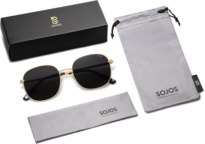 SOJOS Classic Trendy Square Sunglasses for Women Men Cute Big Frame Gold Shades SJ1137