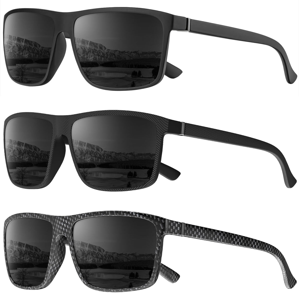KALIYADI Polarized Sunglasses for Men and Women, Mens Sun Glasses with UV Protection for Driving Fishing Golf (3 Packs)
