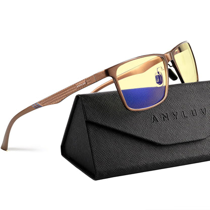 ANYLUV Blue Light Blocking Glasses Men, Al-Mg Metal Computer Gaming