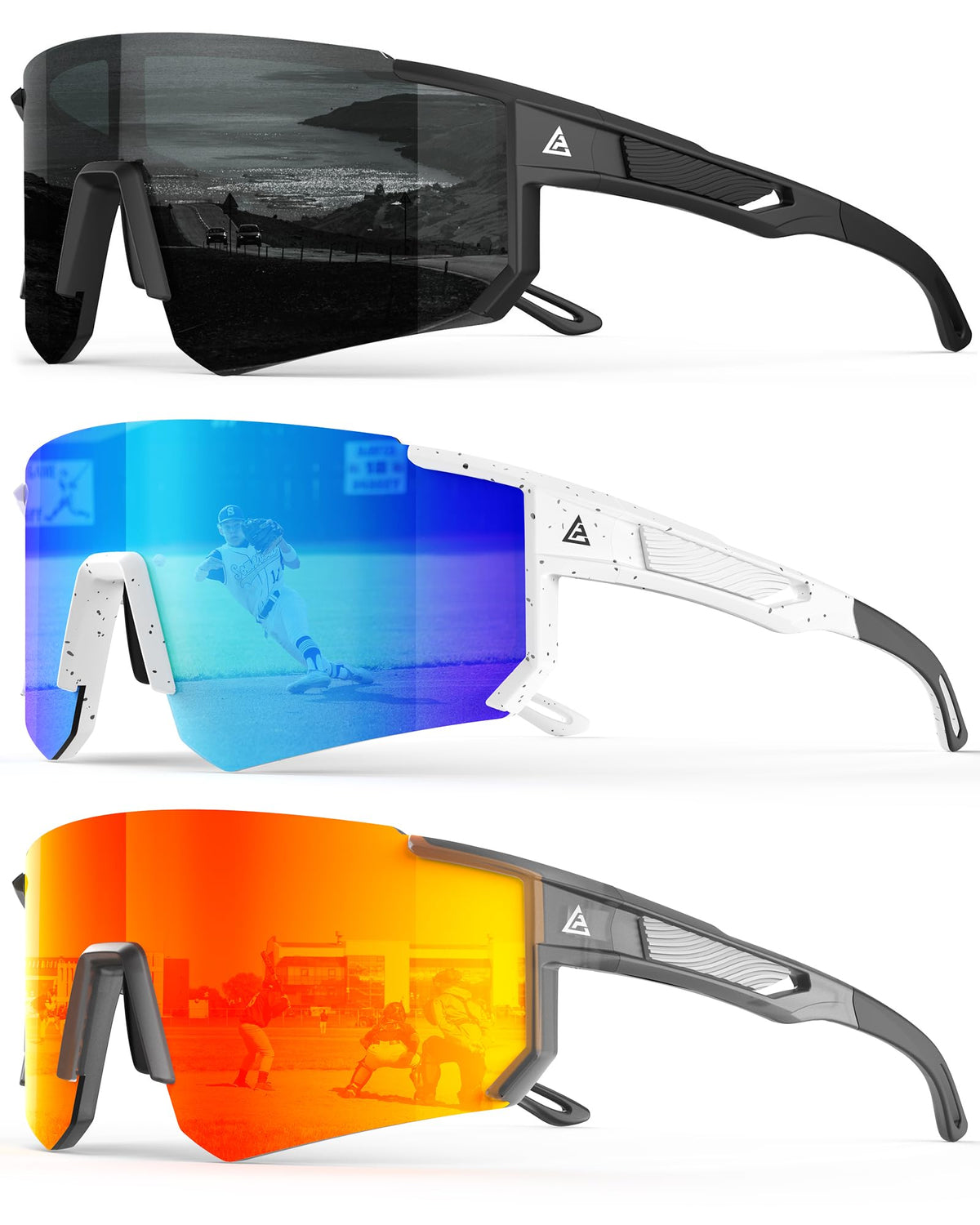 Polarized Sports Sunglasses for Men Women, UV400 Protection Mens Sunglasses Wrap Around Sun Glasses for Cycling Running