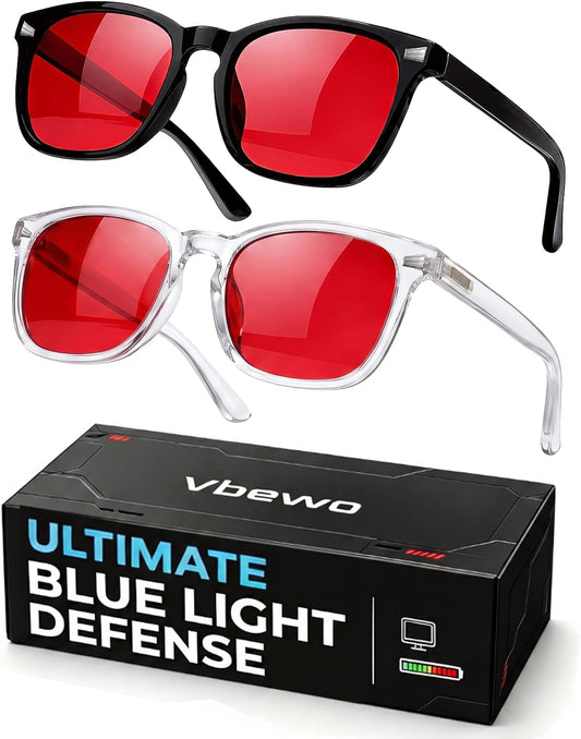 2 Packs Professional Sleep Glasses with 99.9% Blue Light Blocking