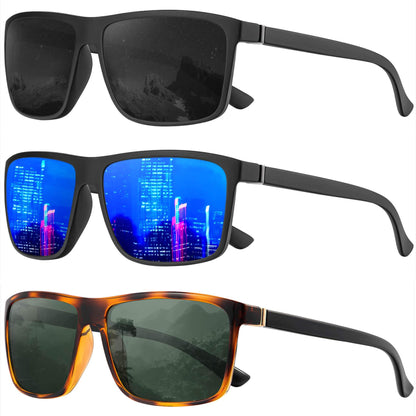 KALIYADI Polarized Sunglasses for Men and Women, Mens Sun Glasses with UV Protection for Driving Fishing Golf (3 Packs)