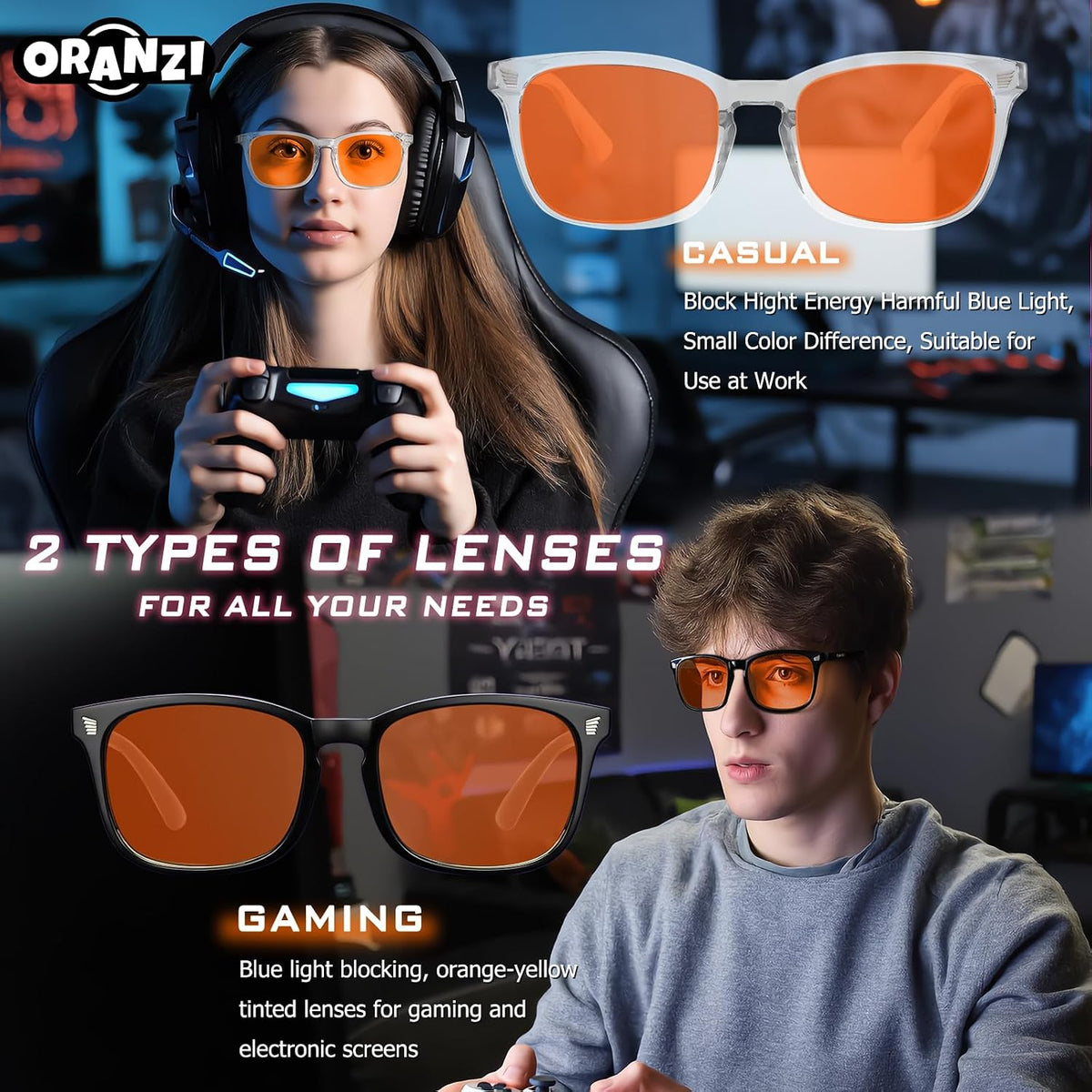98.6% Blue Light Blocking Glasses for Computer Gaming Anti Eyestrain