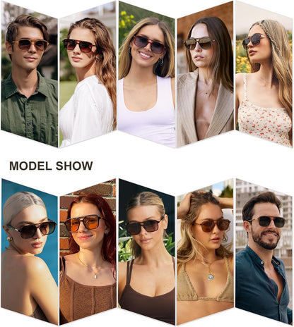 SOJOS Retro Aviator Sunglasses Womens Mens,Trendy Rectangle Shades SJ2202