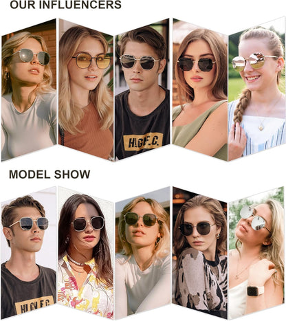 SOJOS Classic Trendy Square Sunglasses for Women Men Cute Big Frame Gold Shades SJ1137