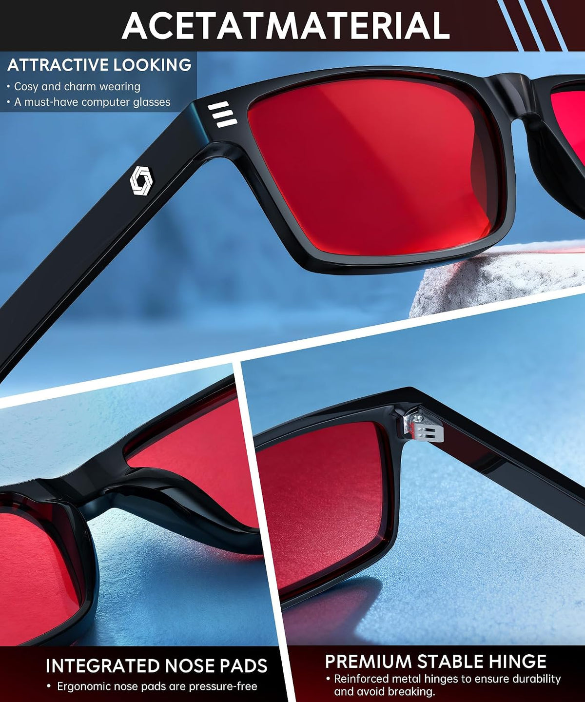 ANYLUV Blue Light Glasses for Sleep, 99.9% Blue Green Light Blocking with Red Lens, Blue Light Glasses