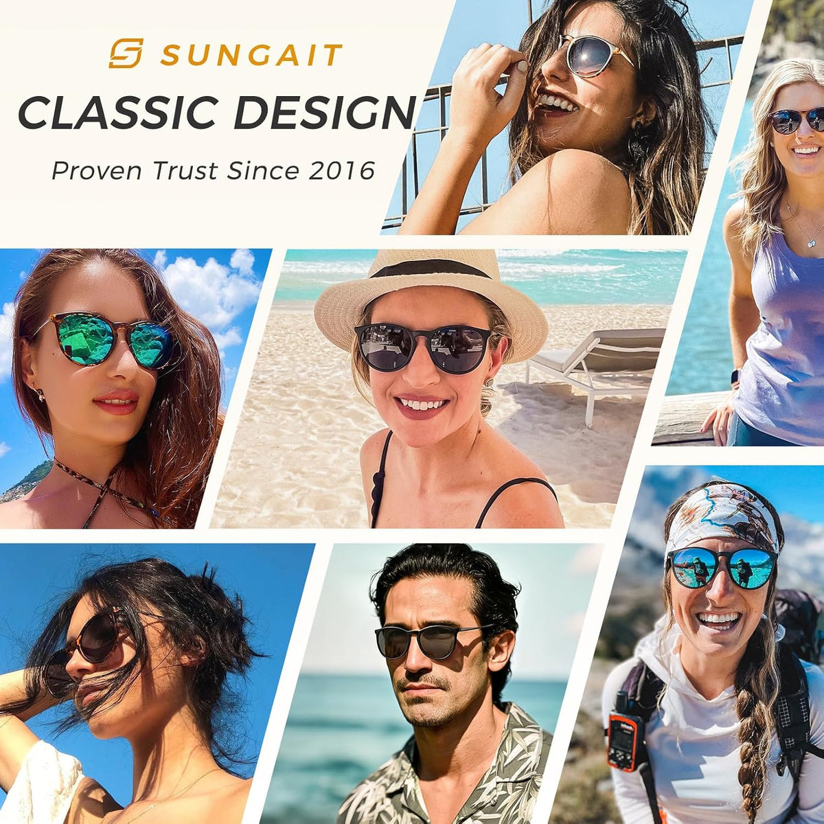 SUNGAIT Premium Vintage Round Sunglasses for Women Men Classic Retro Style