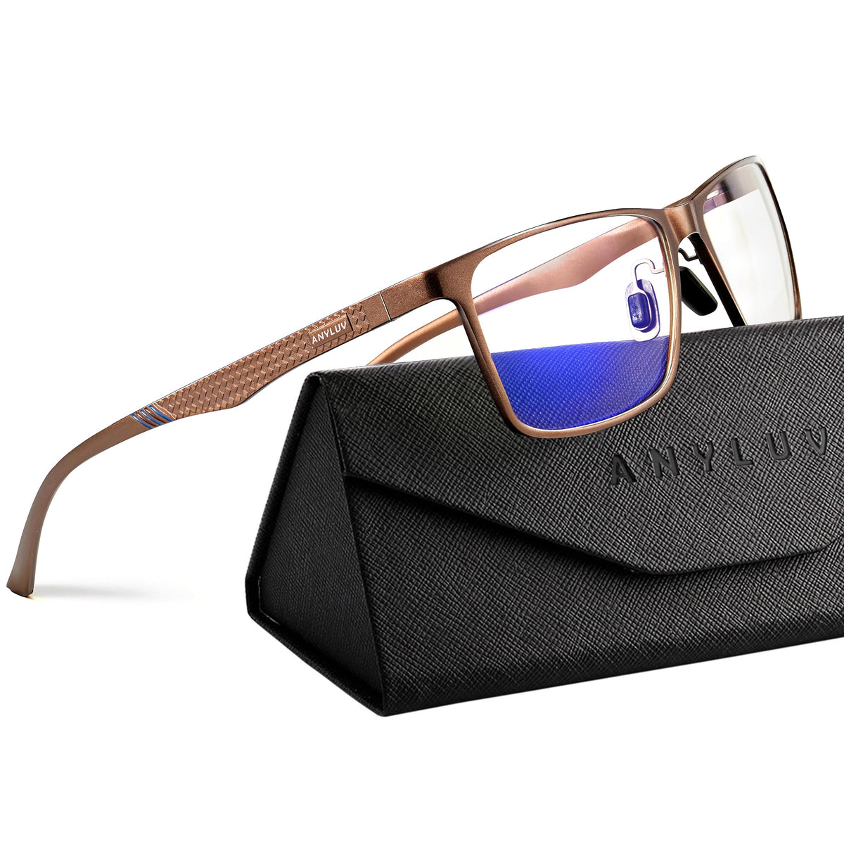 ANYLUV Blue Light Blocking Glasses Men, Al-Mg Metal Computer Gaming