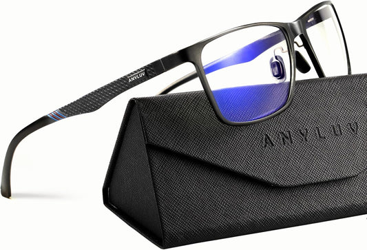 ANYLUV Blue Light Blocking Glasses Men, Al-Mg Metal Computer Gaming