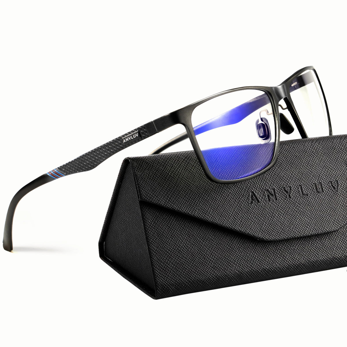ANYLUV Blue Light Blocking Glasses Men, Al-Mg Metal Computer Gaming