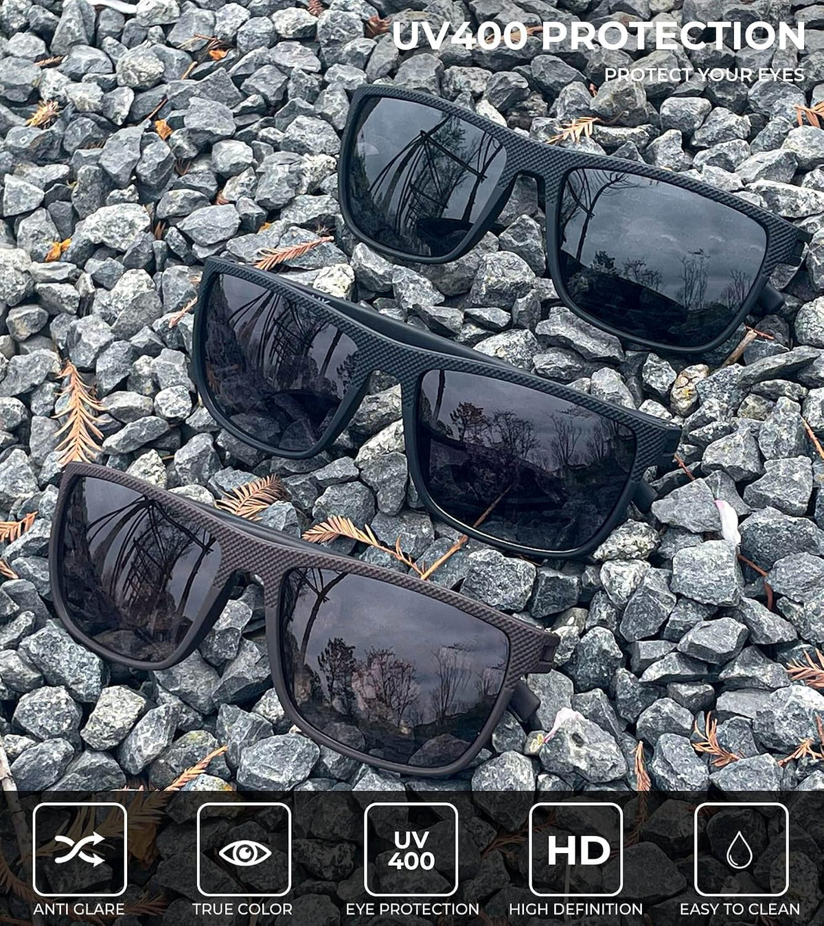 KALIYADI Polarized Sunglasses for Men, Lightweight Sun Glasses with UV Protection for Driving Fishing Golf