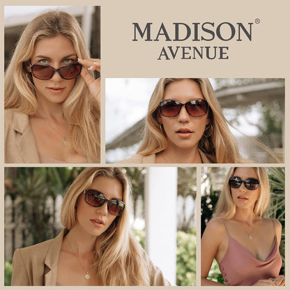 Madison Avenue 2 Pack Classic Vintage Sunglasses for Women, Fashion Sun Glasses with UV400 Protection