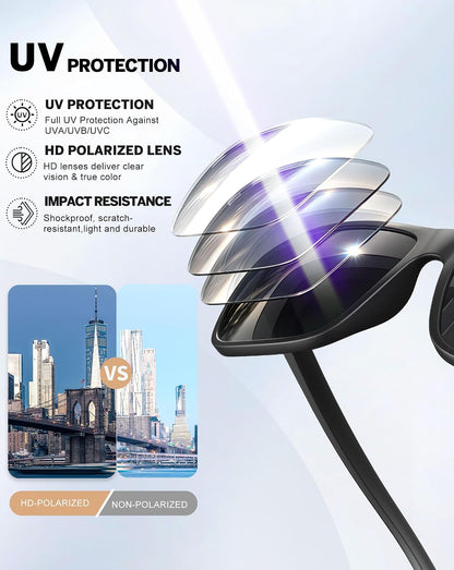KALIYADI Polarized Sunglasses for Men and Women, Mens Sun Glasses with UV Protection for Driving Fishing Golf (3 Packs)