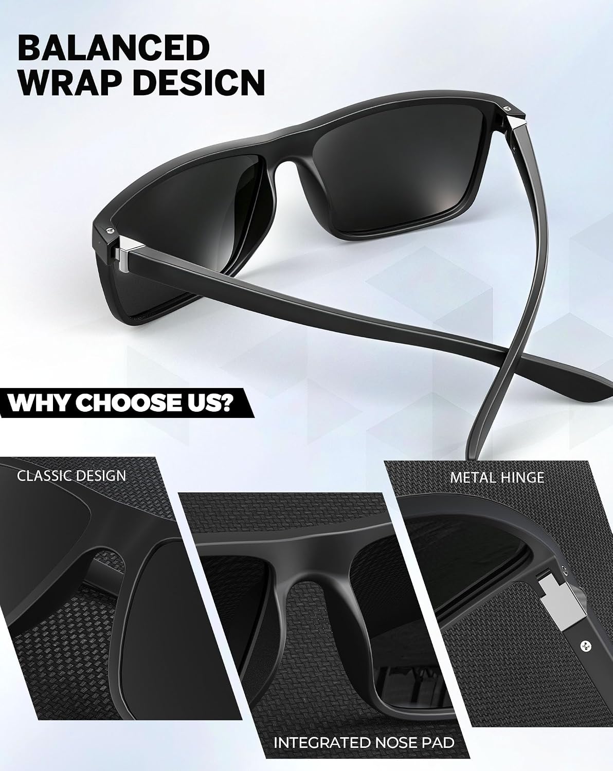 KALIYADI Polarized Sunglasses for Men and Women, Mens Sun Glasses with UV Protection for Driving Fishing Golf (3 Packs)
