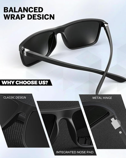 KALIYADI Polarized Sunglasses for Men and Women, Mens Sun Glasses with UV Protection for Driving Fishing Golf (3 Packs)