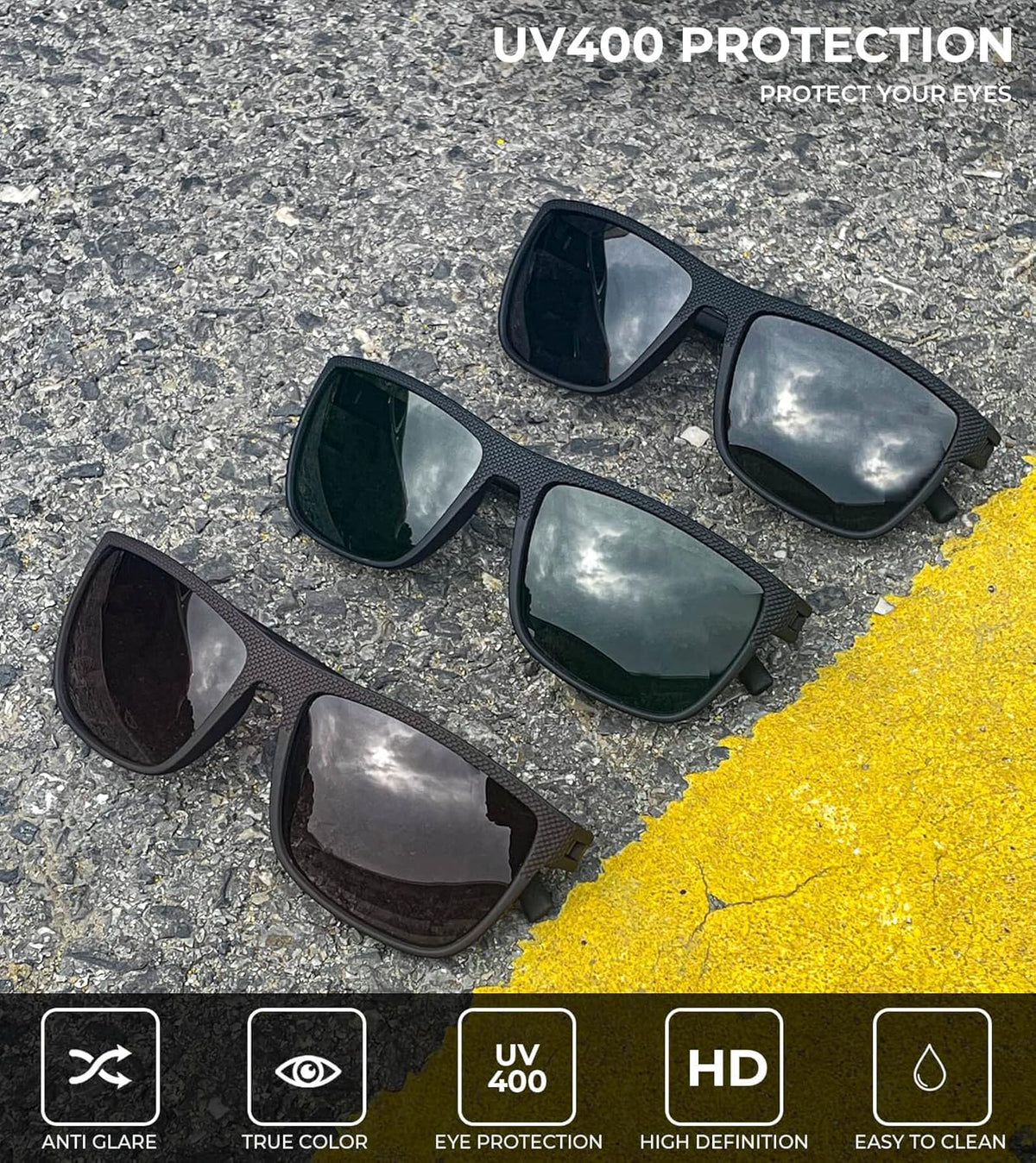 KALIYADI Polarized Sunglasses for Men, Lightweight Sun Glasses with UV Protection for Driving Fishing Golf
